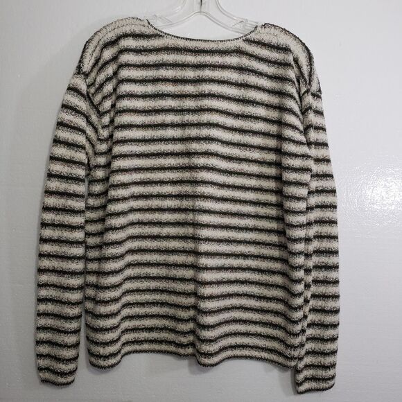 Reba Rose Women's XL Black and White Striped Button Front Cardigan Sweater - Picture 8 of 8